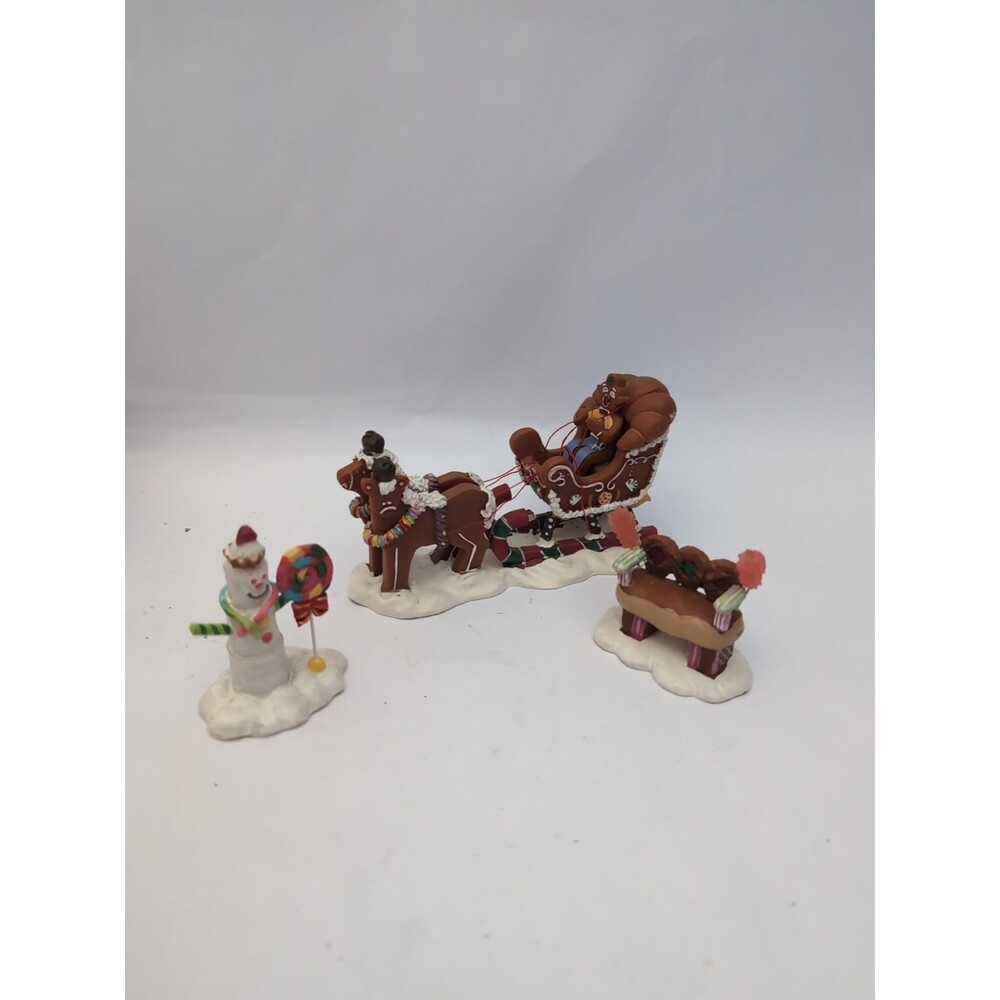 Lemax Snowman Gingerbread Sled Sugar & Spice Bench Figures Christmas Village